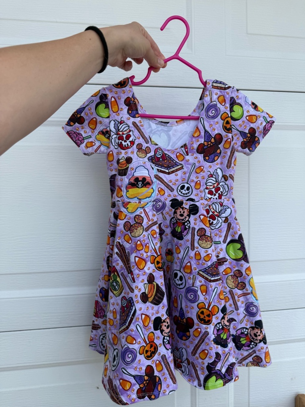 Girls' Lavender Halloween Candy Print Casual Dress